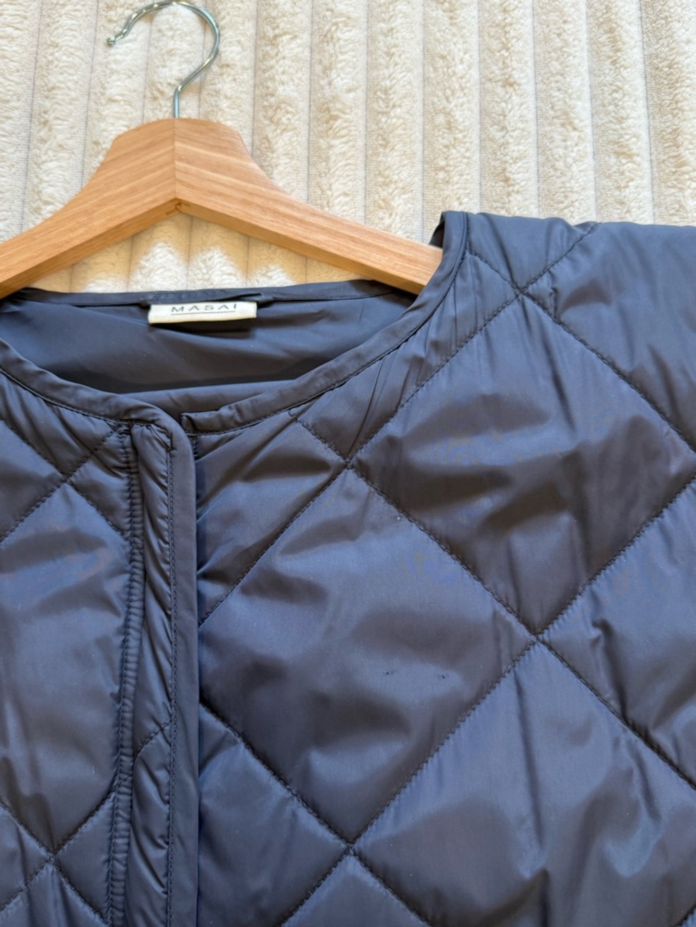Masai Copenhagen Diamond-Quilted Longline Puffer Jacket in Navy - Picture 10 of 10